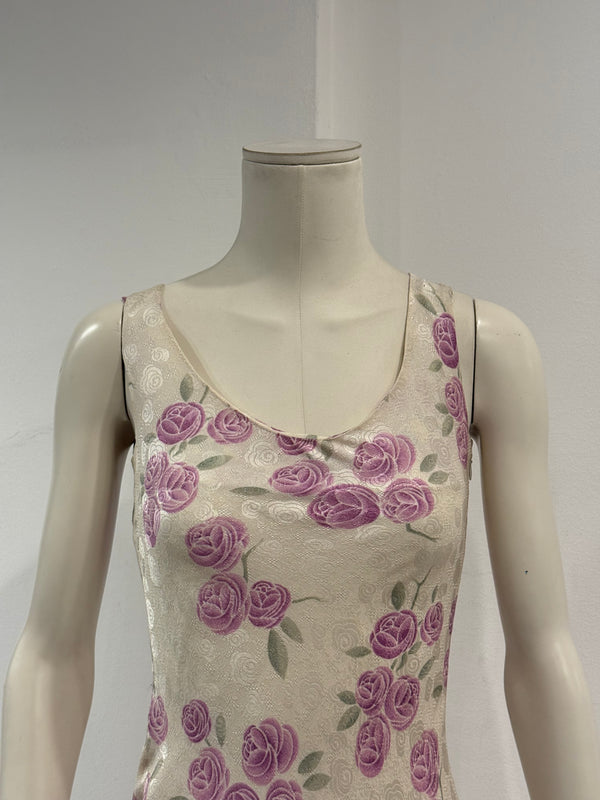 S/S1999 Christian Dior by John Galliano floral silk lace trim dress