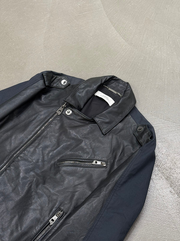 2000s Versace hybrid moto biker leather jacket
