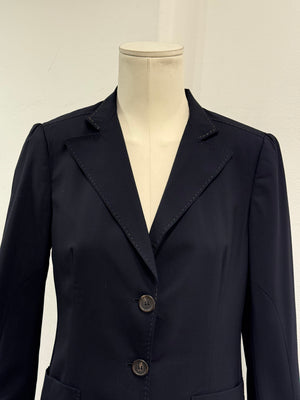 2010s Brunello Cucinelli navy tailored long blazer coat