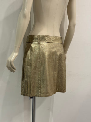 2000s Roberto Cavalli metallic leather belted mini skirt