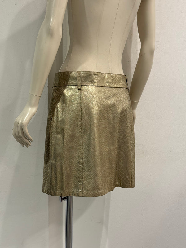 2000s Roberto Cavalli metallic leather belted mini skirt