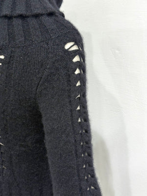 2000s Gianni Versace exaggerated high neck cropped cut-out knit