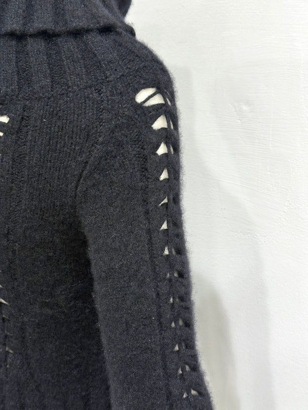 2000s Gianni Versace exaggerated high neck cropped cut-out knit
