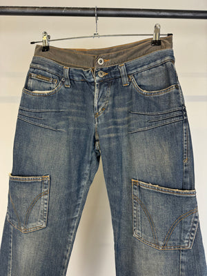 AW2003 D&G double waisted asymmetrical pockets jeans