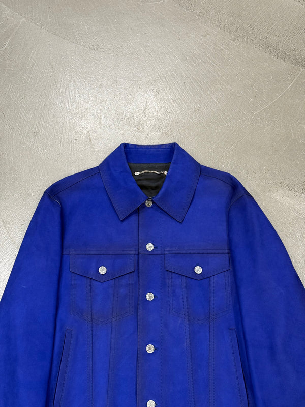 2010s Berluti electric blue trucker leather jacket