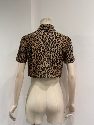 Dolce & Gabbana waist-tie detail leopard print shirt