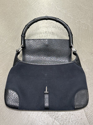 1990s Gucci by Tom Ford bamboo handle Jackie bag with leather flap