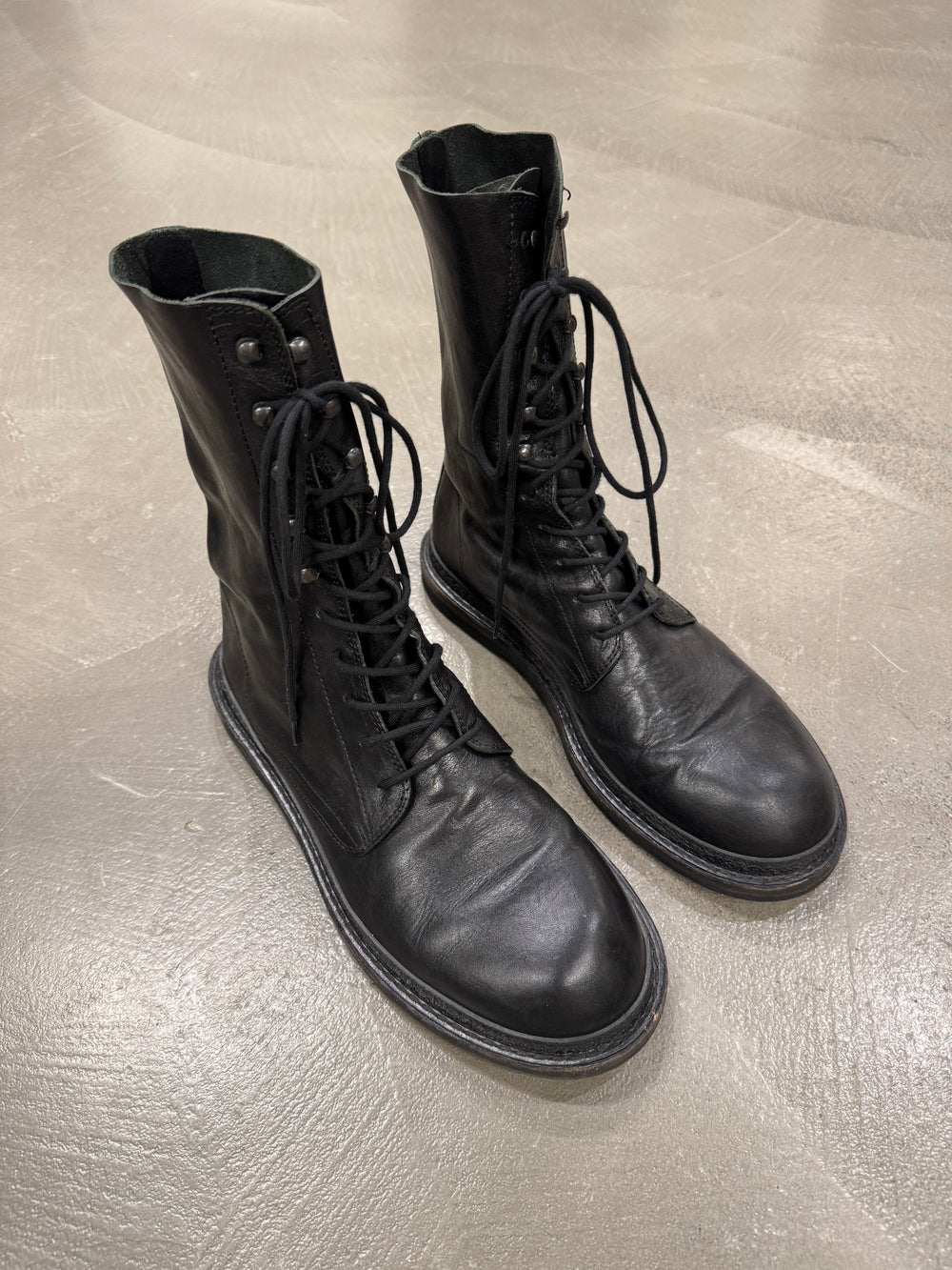 2000s Ann Demeulemeester combact leather boots