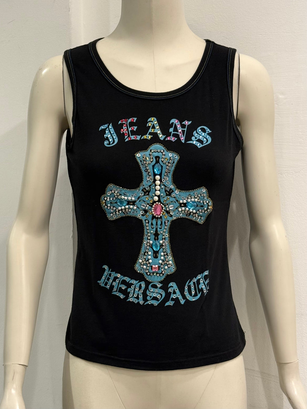 2000s Versace embellished cross tank top