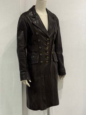 A/W2006 Dolce & Gabbana long leather napoleon jacket