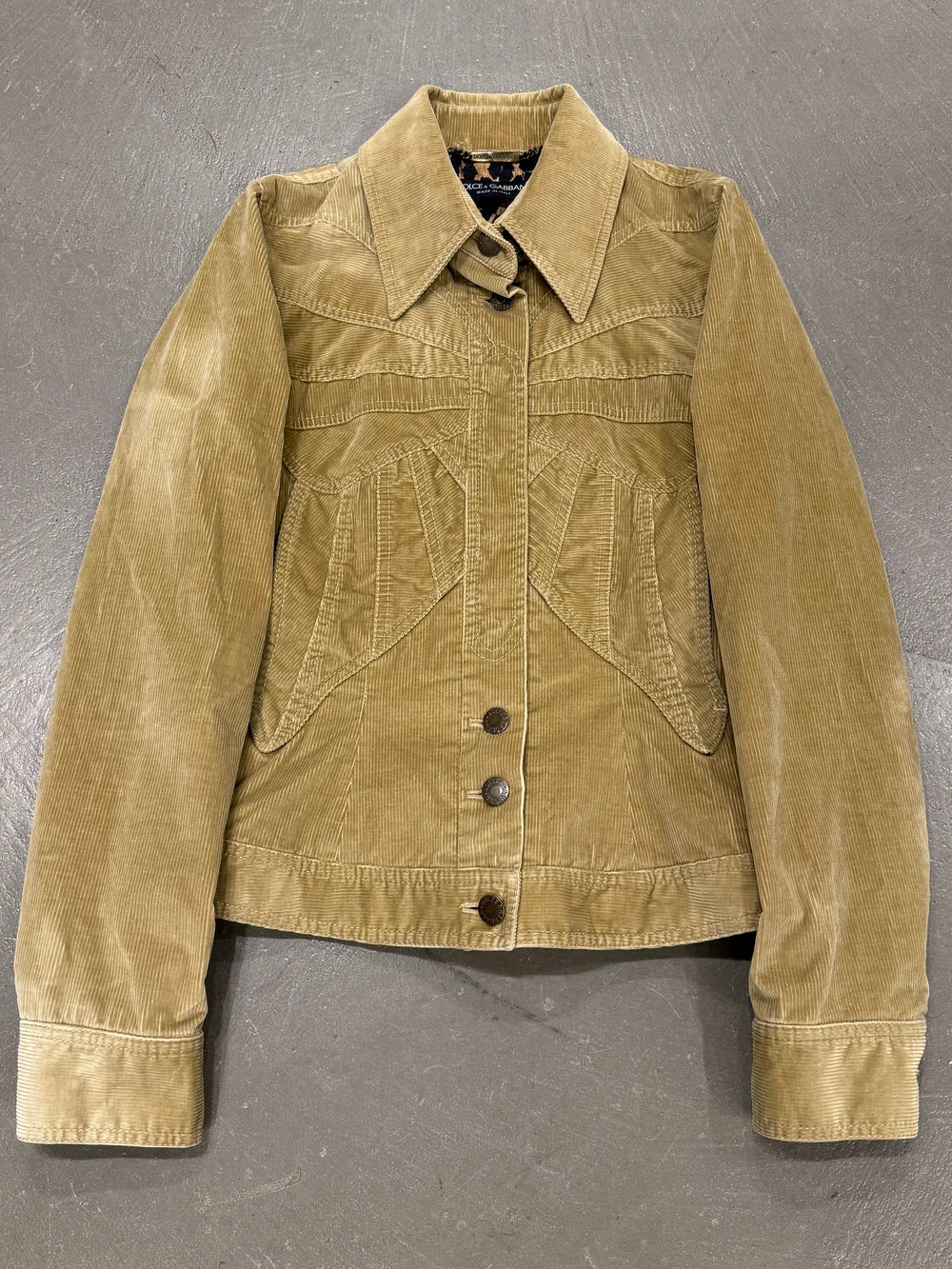 2002 Dolce & Gabbana butterfly corduroy structured jacket