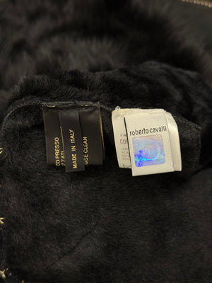 2002 Roberto Cavalli fitted shearling jacket with real fur collar