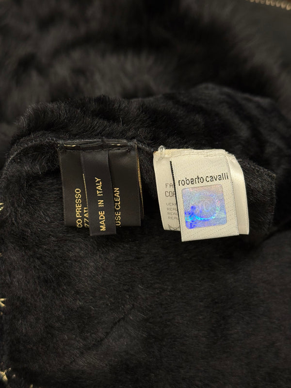 2002 Roberto Cavalli fitted shearling jacket with real fur collar
