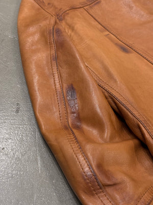 2000s Dolce & Gabbana stained rust leather jacket