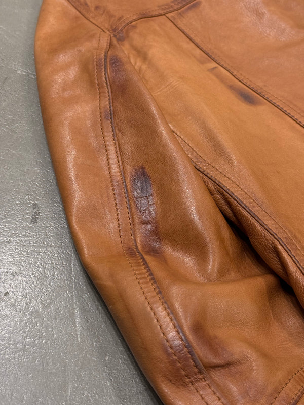 2000s Dolce & Gabbana stained rust leather jacket