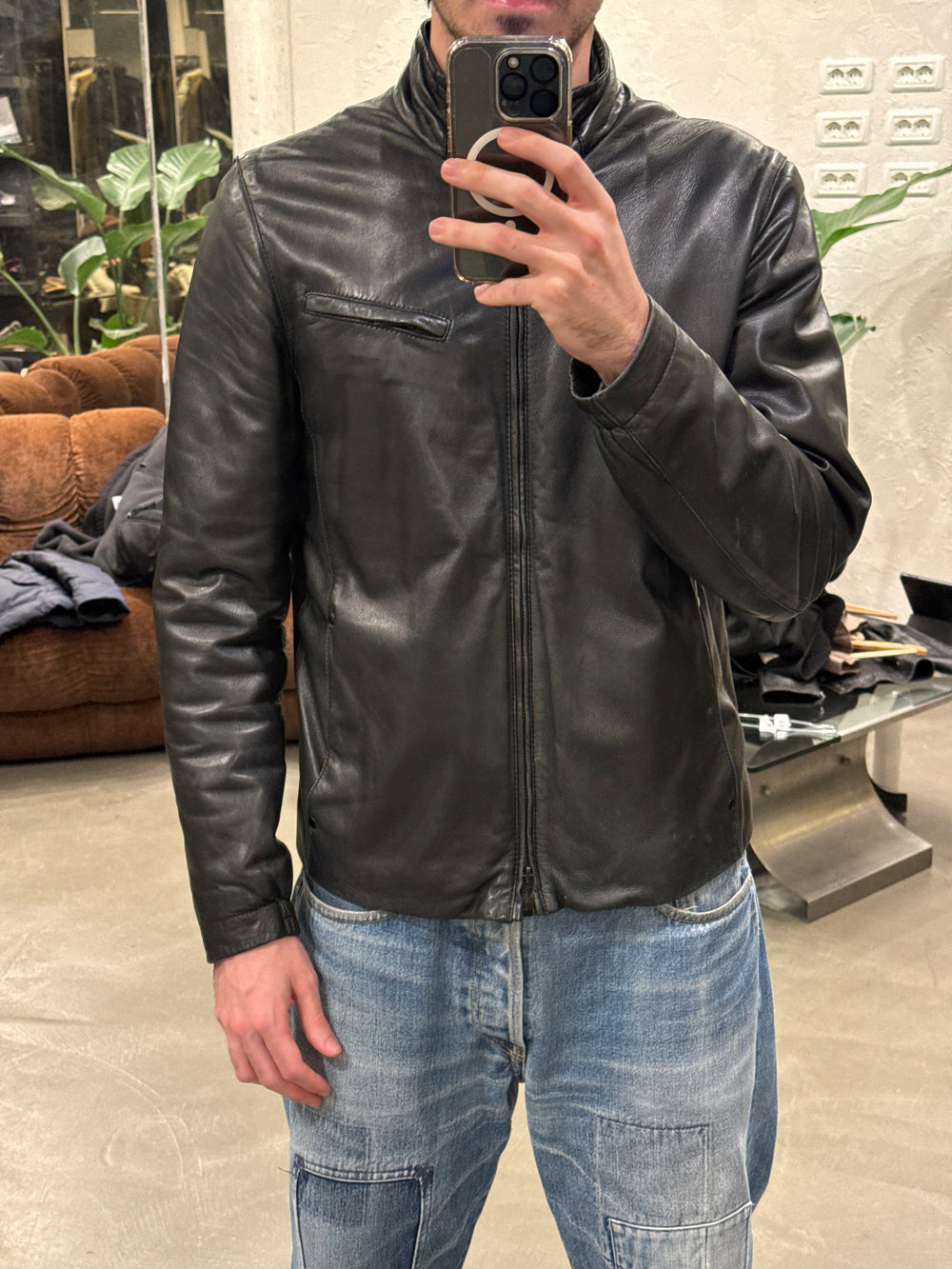 2000s Armani lamb leather jacket