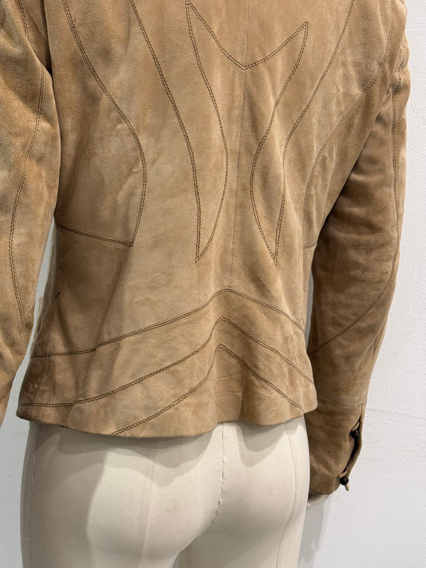 2002 Roberto Cavalli butterfly lace-up leather jacket