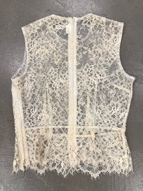 1990s Comme des Garçons transparent lace top