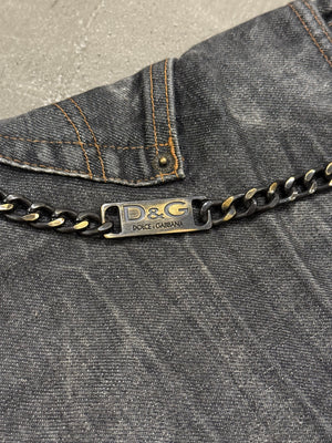 2003 Dolce & Gabbana asymmetrical heavy denim with chain