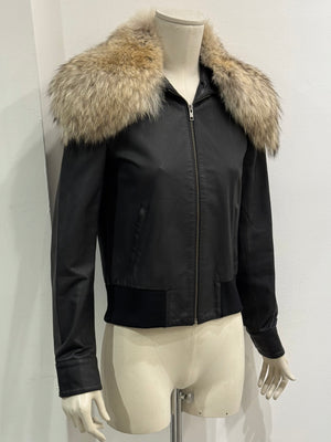 2008 Maison Margiela Coyote fur aviator leather jacket