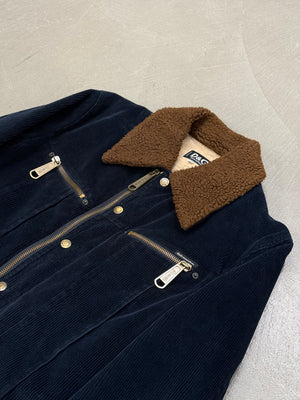 2000s Dolce & Gabbana shearling collar navy corduroy jacket