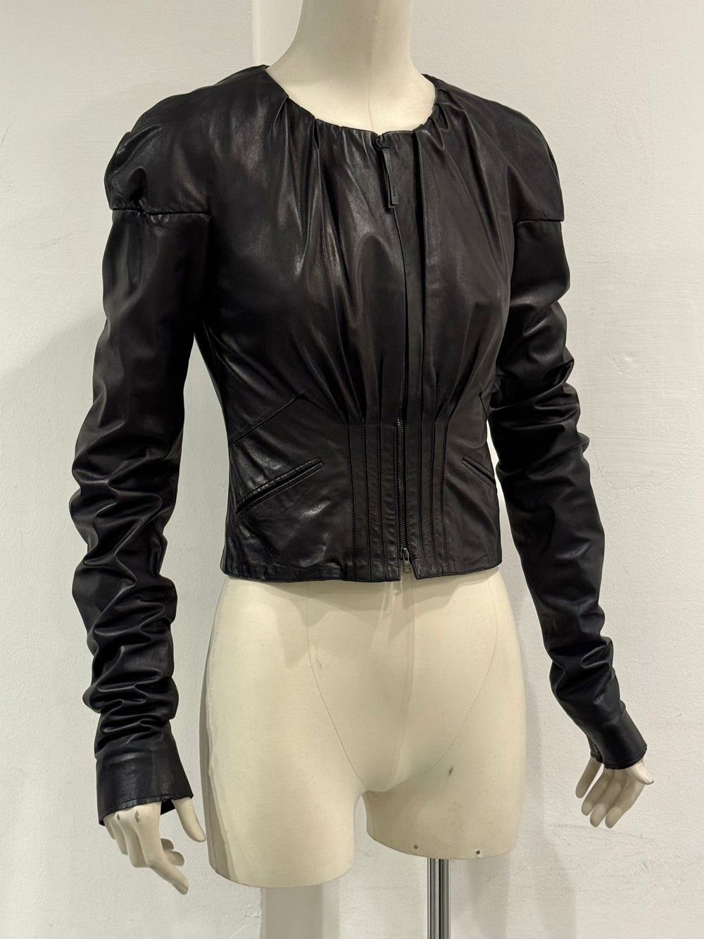 S/S2003 Gucci by Tom Ford corseted cropped runway leather jacket