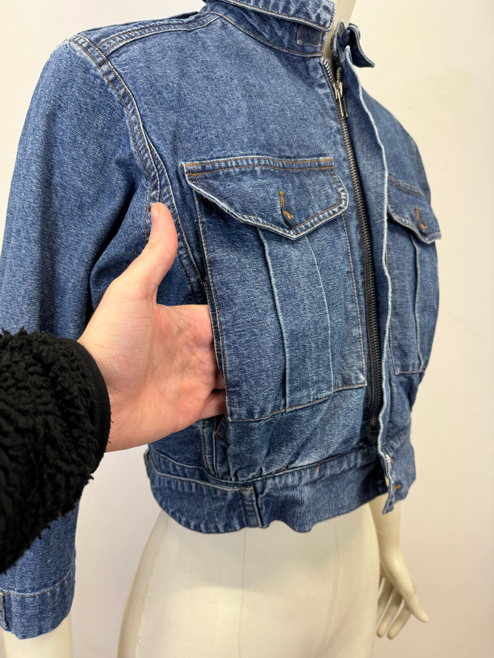 1980s Katharine Hamnett cargo cropped denim jacket
