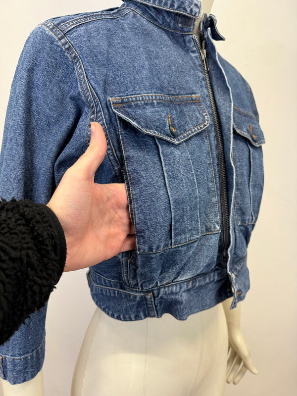 1980s Katharine Hamnett cargo cropped denim jacket