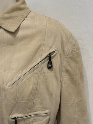 A/W1994 Gianni Versace cropped crocodile embossed leather jacket