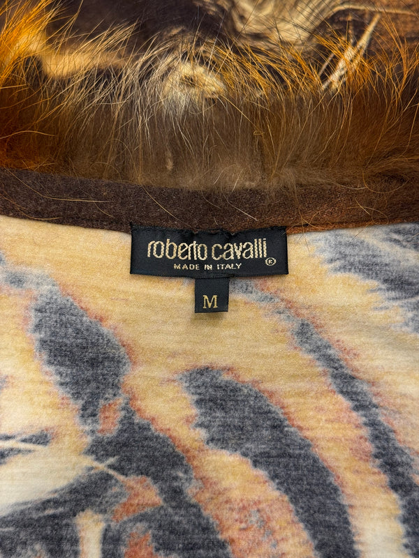 F/W2000 Roberto Cavalli tiger print cardigan with fur collar