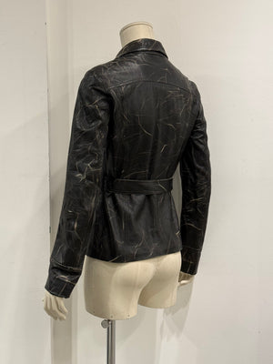 2000s Plein Sud dyed effect distressed leather jacket