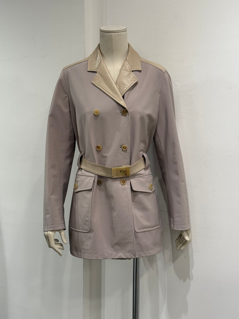 2000s Prada leather & nylon hybrid coat