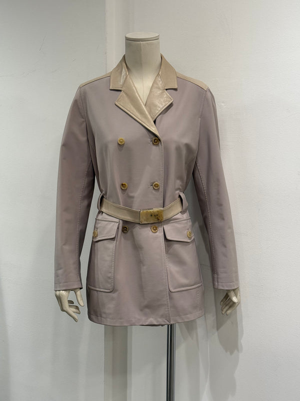 2000s Prada leather & nylon hybrid coat