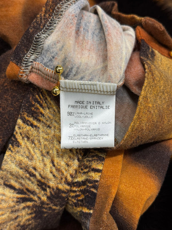 F/W2000 Roberto Cavalli tiger print cardigan with fur collar