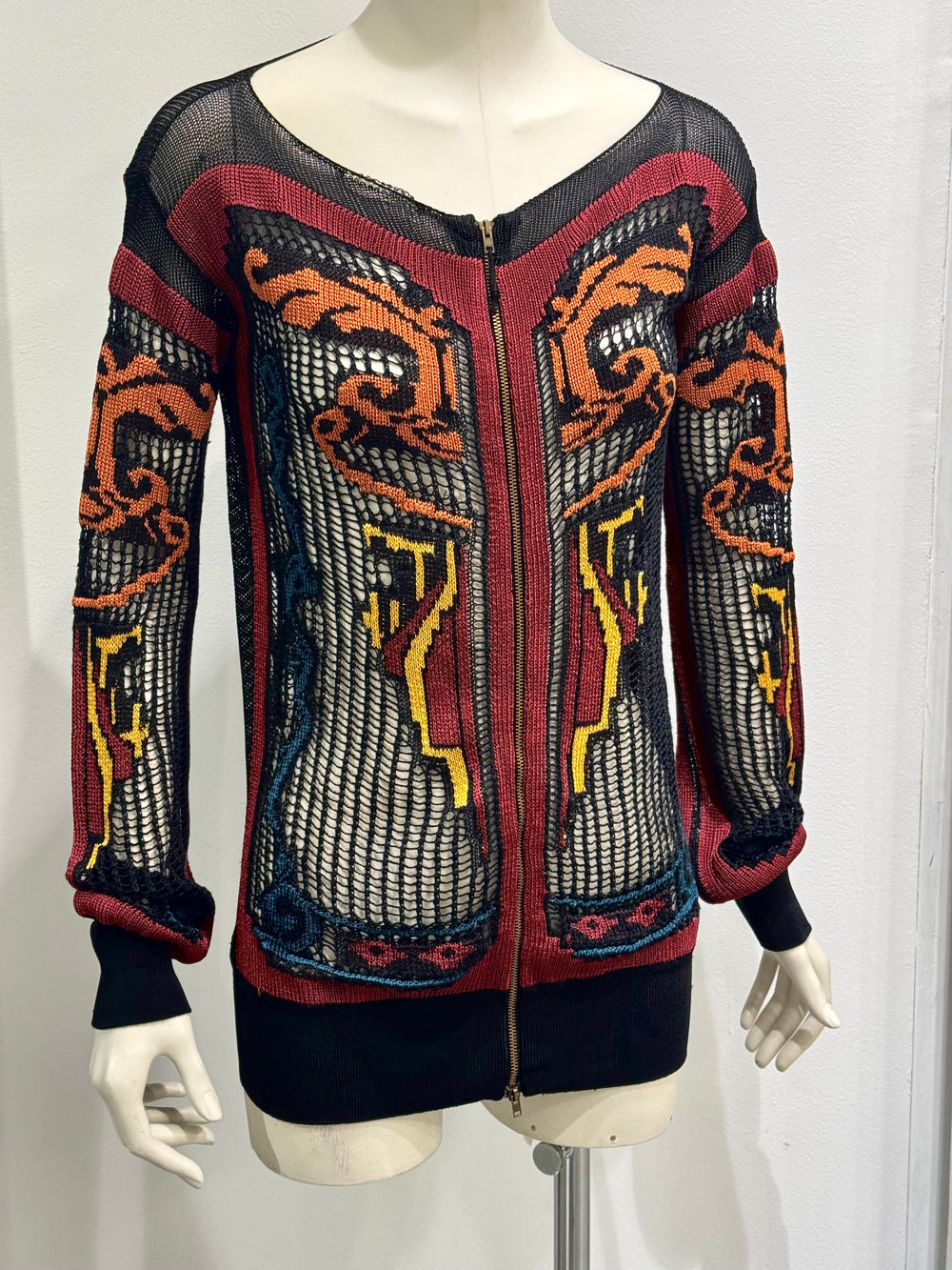 A/W2007 Jean Paul Gaultier intarsia crochet knitted cardigan