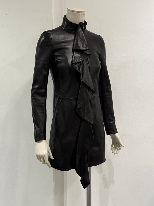 A/W2003 Yves Saint Laurent by Tom Ford ruffled leather coat