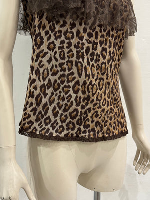 2000s Dolce & Gabbana leopard one shoulder top