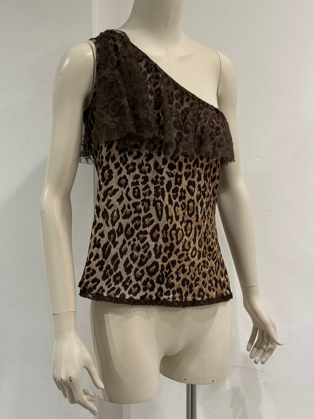 2000s Dolce & Gabbana leopard one shoulder top