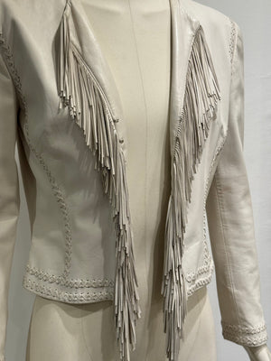 S/S2002 Gianni Versace runway fringe leather jacket