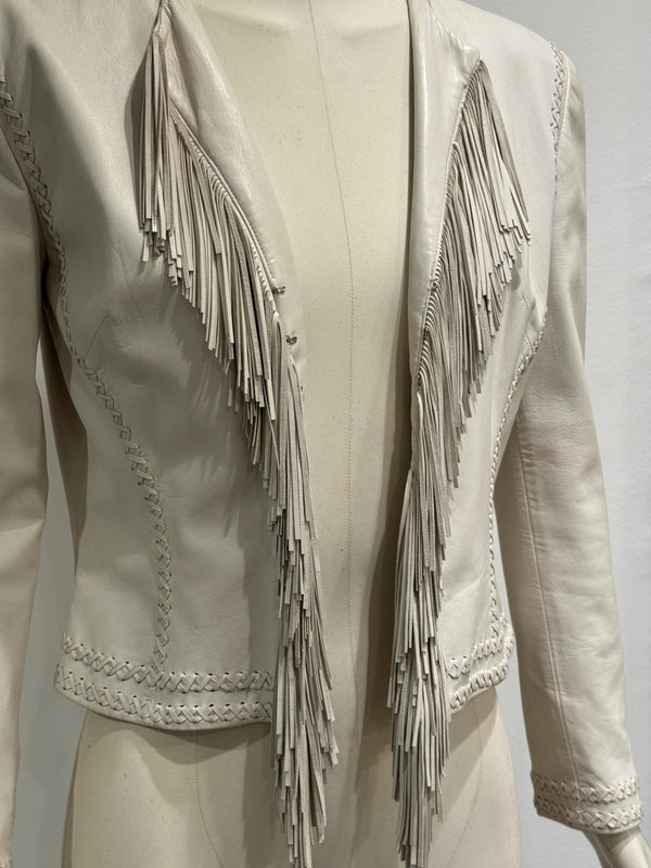 S/S2002 Gianni Versace runway fringe leather jacket