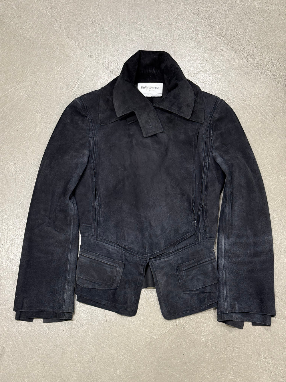 A/W2002 Yves Saint Laurent by Tom Ford runway suede multi-layer panel jacket