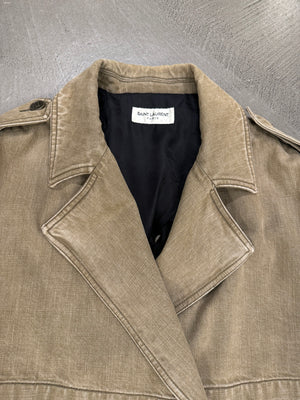 2010s Saint Laurent Paris sample long cotton trench