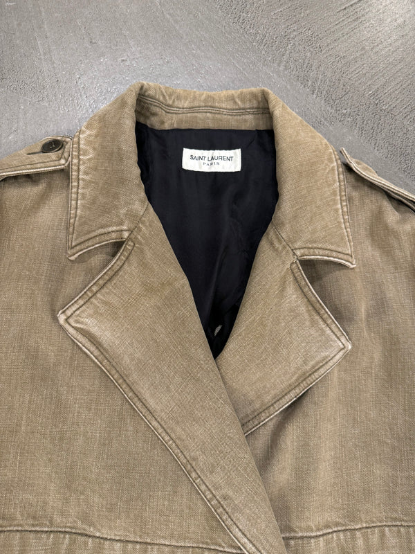 2010s Saint Laurent Paris sample long cotton trench