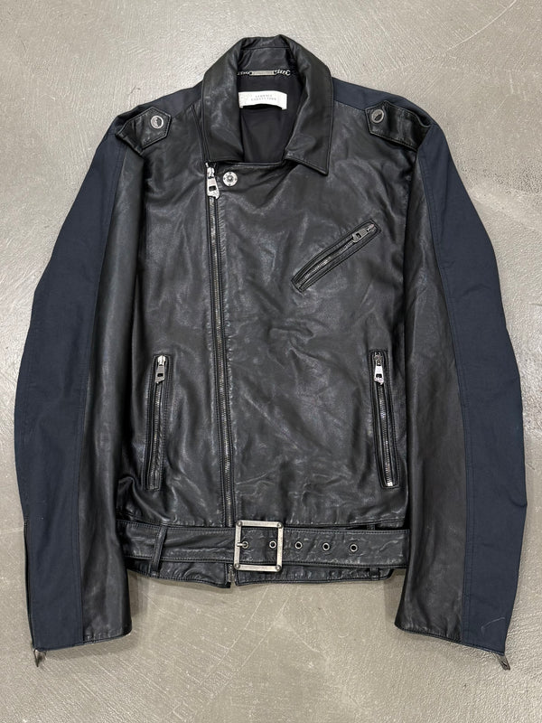 2000s Versace hybrid moto biker leather jacket