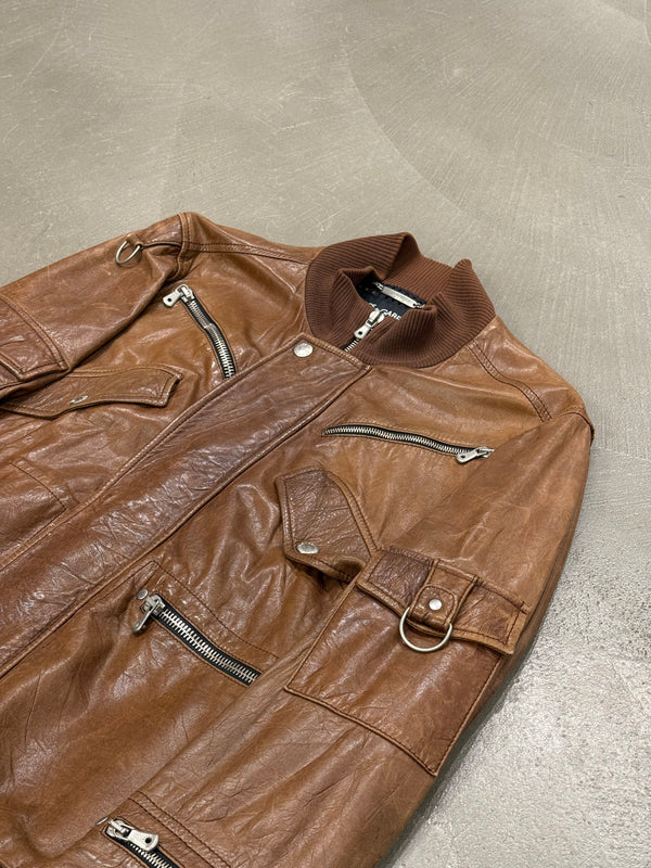 S/S2004 Dolce & Gabbana runway military zip leather jacket