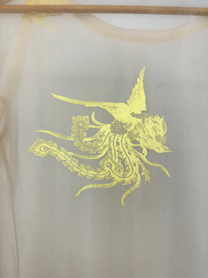 AW1995 Helmut Lang Phoenix sheer t-shirt with slashed elbow
