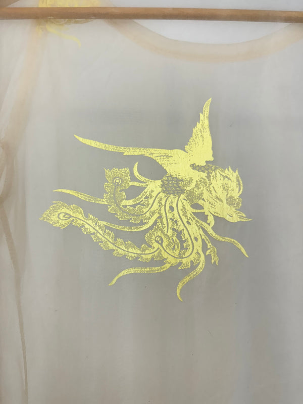 AW1995 Helmut Lang Phoenix sheer t-shirt with slashed elbow