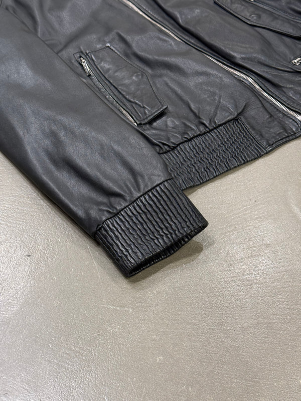 2000s Versace zip leather jacket