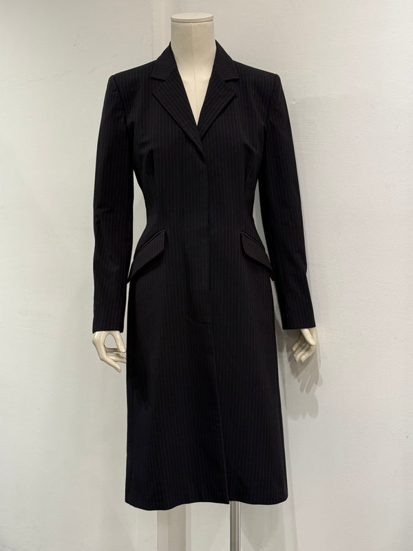 A/W1998 Alexander McQueen “Joan” pinstripe long tailored coat