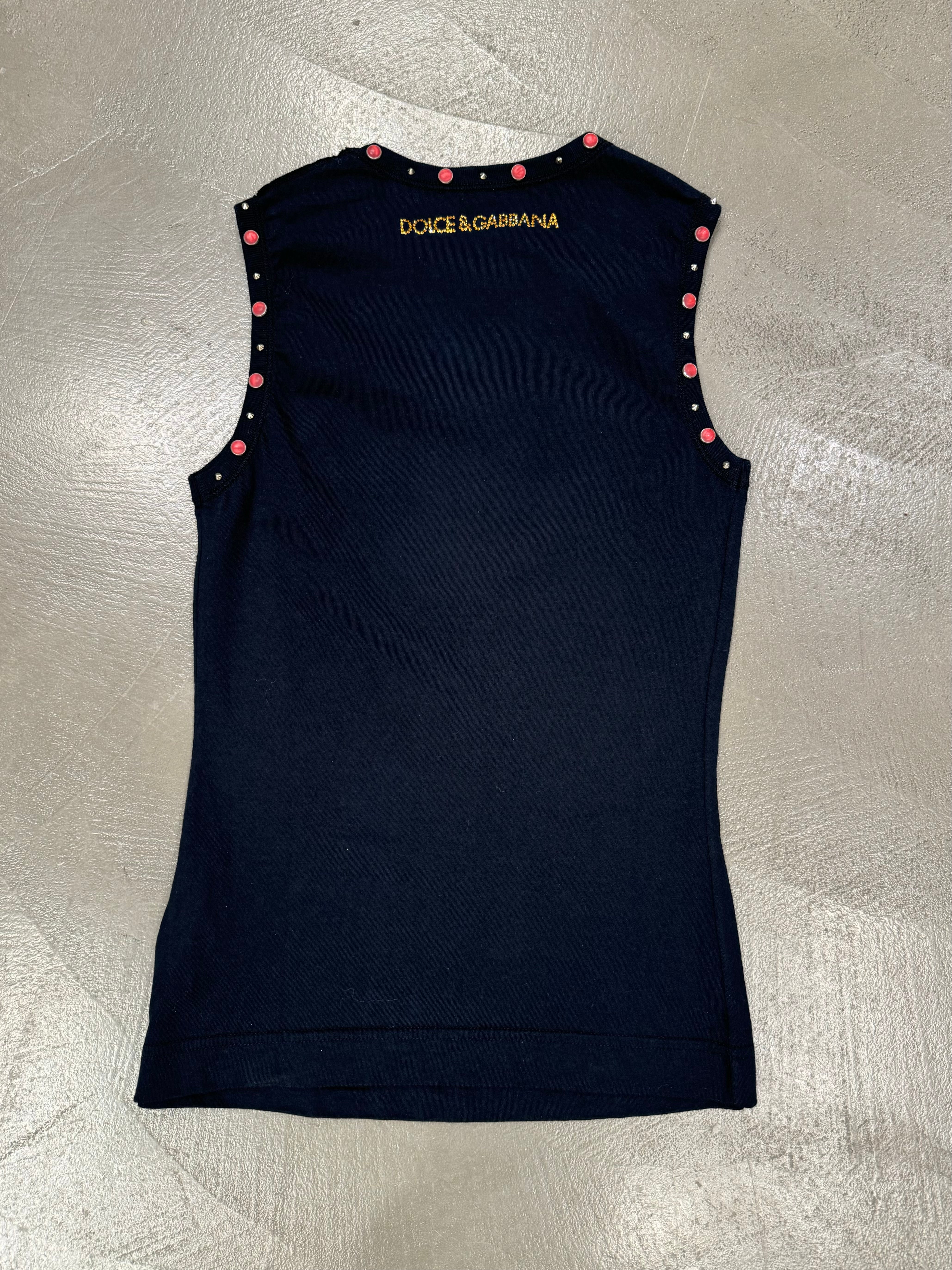 Dolce & Gabbana 馬刺繍タンクトップ S/S 2001 Dolce & Gabbana western “rodeo” rhinestone studded